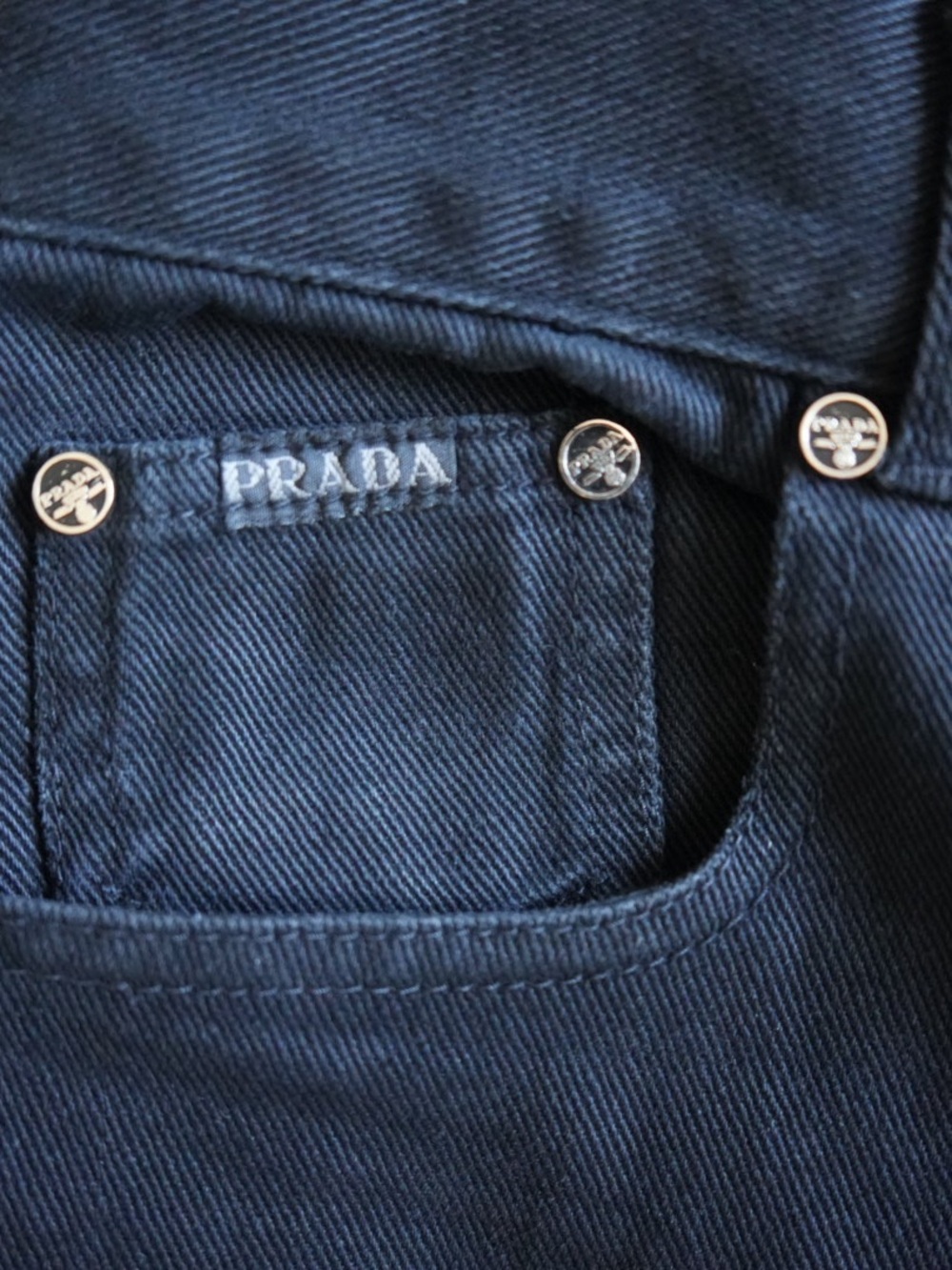 Prada Men’s Slim Jeans in Black with Leather Logo Patch - Picture 3 of 11